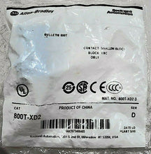 Load image into Gallery viewer, LOT/4 AB ROCKWELL 800T-XD2 SER D CONTACT BLOCK SHALLOW 600V TYPE 4/13 SEALED *FS
