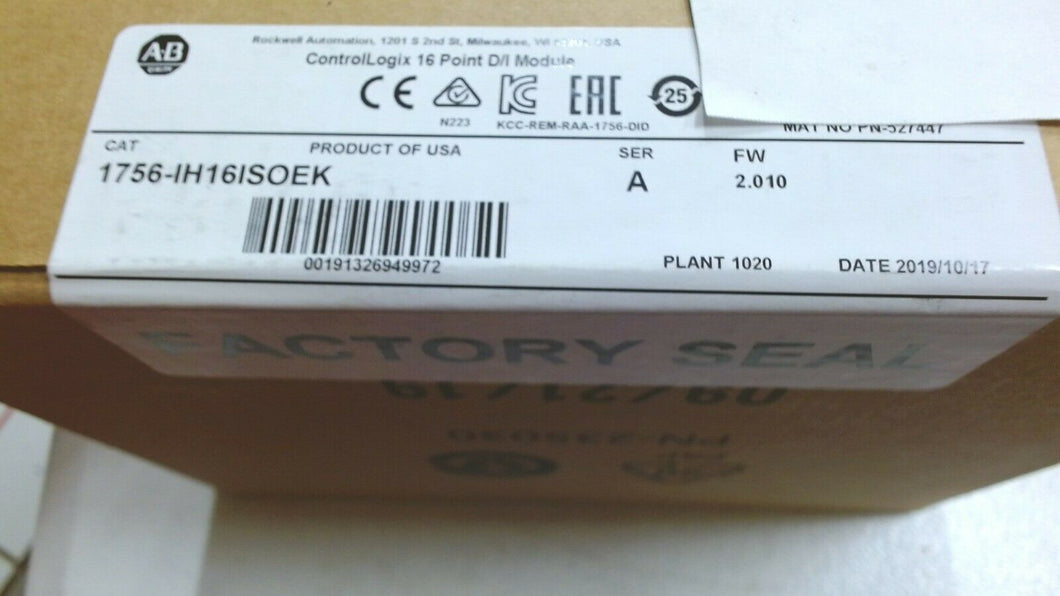 2019 SEALED ALLEN BRADLEY 1756-IH16ISOEK CONTROLLOGIX 16 POINT D/I  MODULE -FRSH