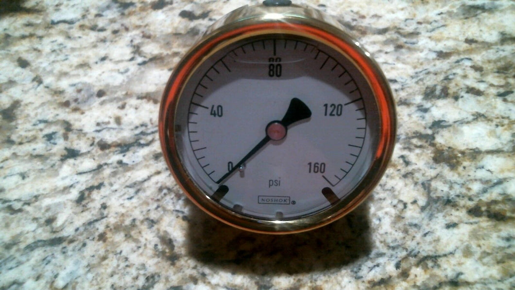 NOSHOK 25-310-160 PSI PRESSURE GAUGE 1/4NPT BACK CONN -FREE SHIPPING