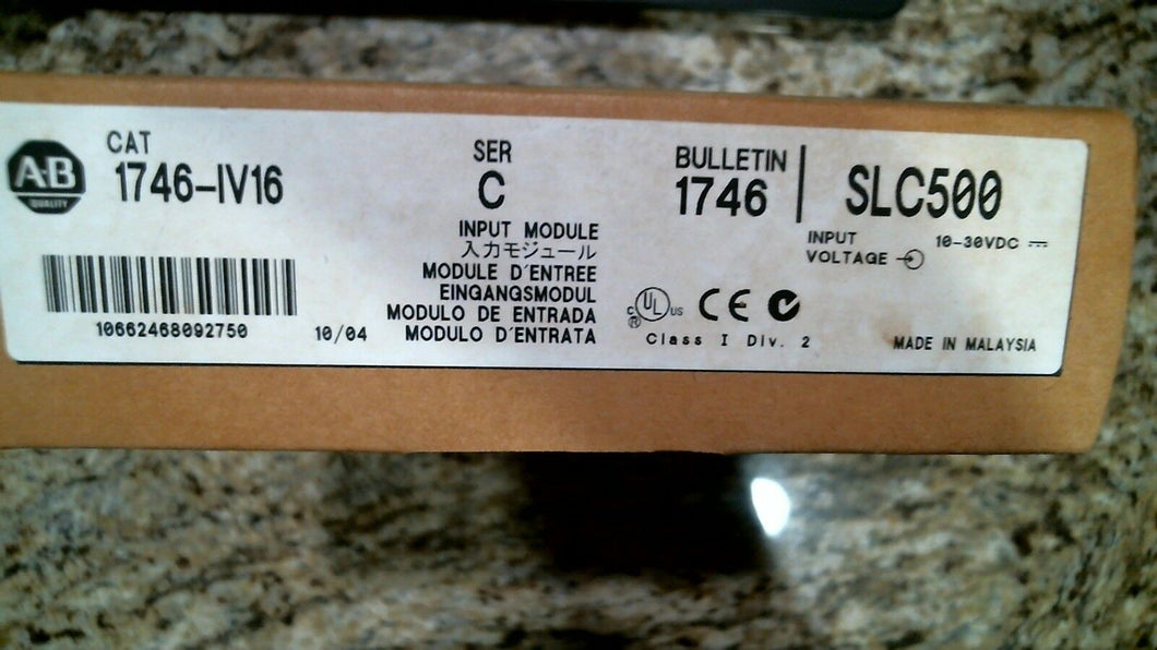 ALLEN BRADLEY 1746-IV16 INPUT MODULE SLC500 SER.C 10-30VDC -FREE SHIPPING