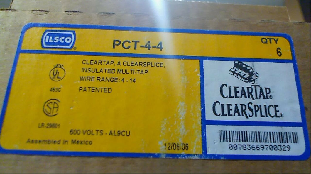 (1) ILSCO PCT-4-4 CLEARTAP CLEARSPLICE INSULATED MULTI-TAP BLOCK