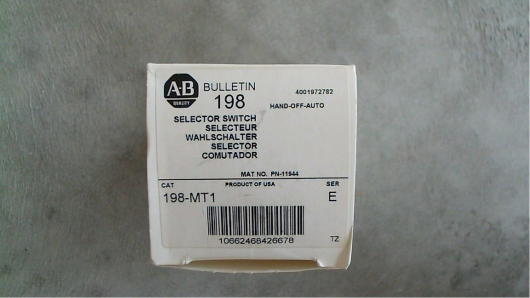 ALLEN BRADLEY 198-MT1 SELECTOR SWITCH HAND-OFF-AUTO SER.E - FREE SHIPPING