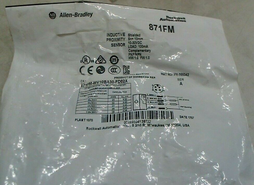 AB ROCKWELL 871FM-MV10BA30-FD02X SER A INDUCTIVE SENSOR MINI RECT. 10-30 VDC *FS