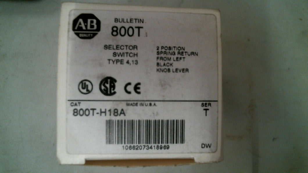 ALLEN BRADLEY 800T-H18A BLACK KNOB LEVER SELECTOR 2 POSITION SWITCH -FREE SHIP