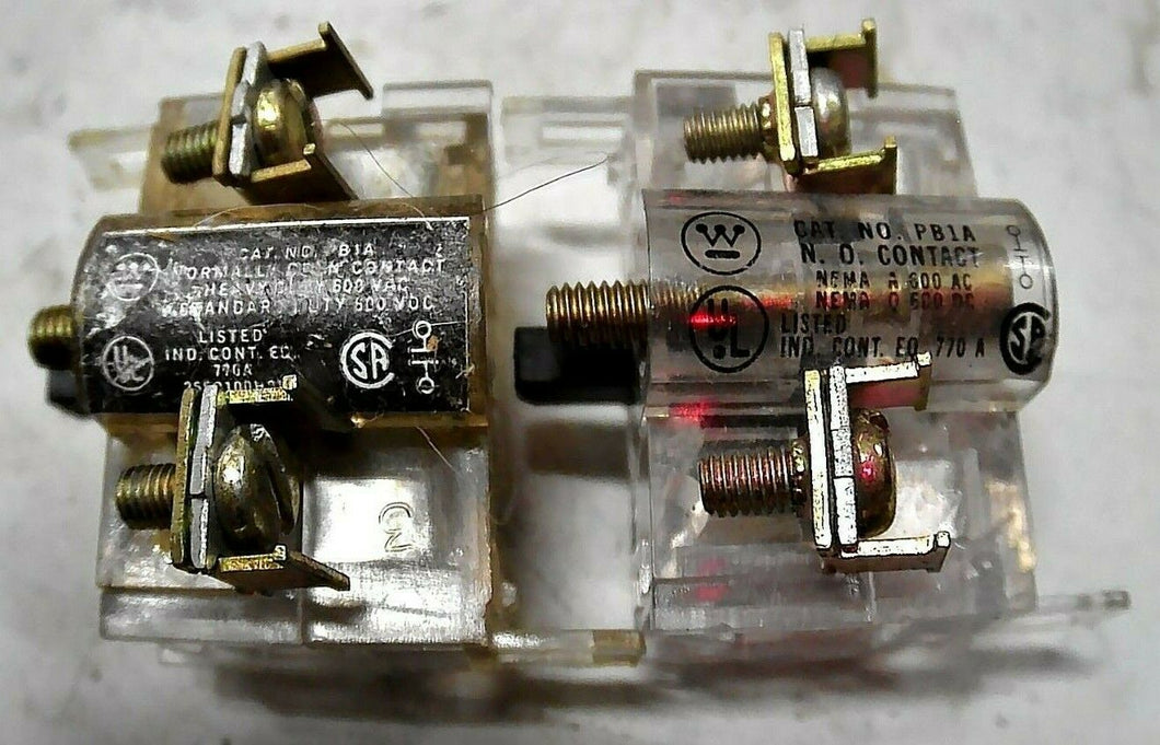 (2/LOT) WESTINGHOUSE PB1A CONTACT BLOCK 600 VAC 1 NO 9084A18G01 *FREE SHIPPING*