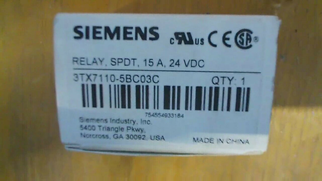 SIEMENS 3TX7110-5BC03C RELAY SPDT 15A 24VDC  -FREE SHIPPING