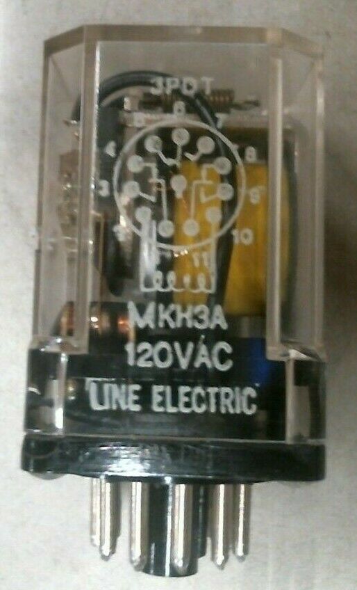 LINE ELECTRIC MKH3A ELECTROMAGNETIC 11 PIN RELAY 120VAC -FREE SHIPPING