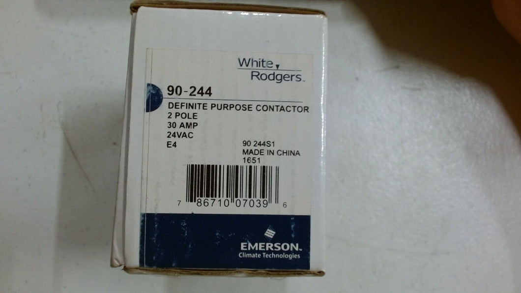 WHITE RODGERS 90-244 DEFINITE PURPOSE CONTACTOR 2P 30A 24VAC -FREE SHIPPING