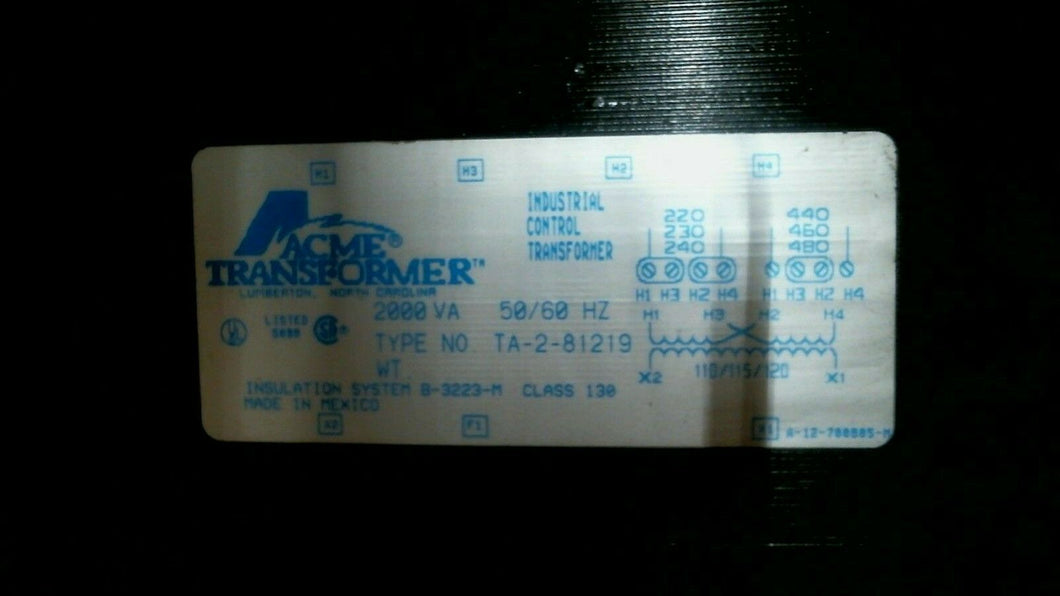 ACME TRANSFORMER TA-2-81219 INDUSTRIAL CONTROL TRANSFORMER -FREE SHIPPING