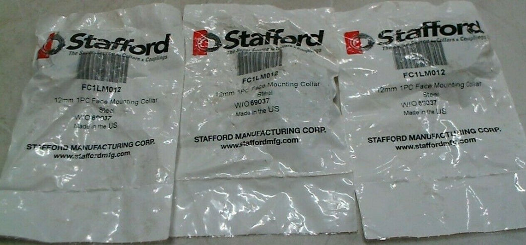 LOT/3 STAFFORD FC1LM012 12MM 1PC FACE MOUNTING COLLAR STEEL USA (SEALED) *FRSHIP