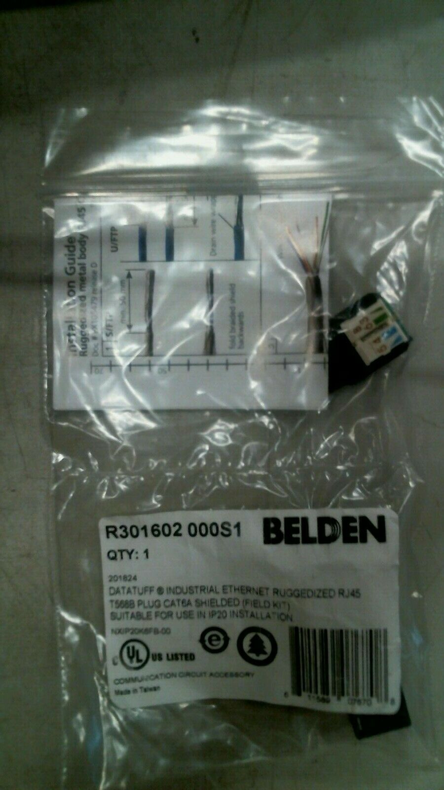 BELDEN R301602 000S1 DATATUFF ETHERNET RUGGED RJ45 T568B PLUG FIELD KIT-FREESHIP