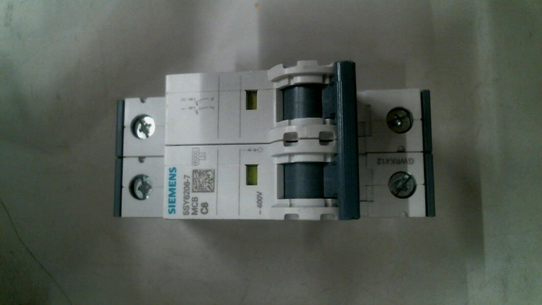 SIEMENS 5SY6206-7 C6 CIRCUIT BREAKER 2P 6A 400V -FREE SHIPPING