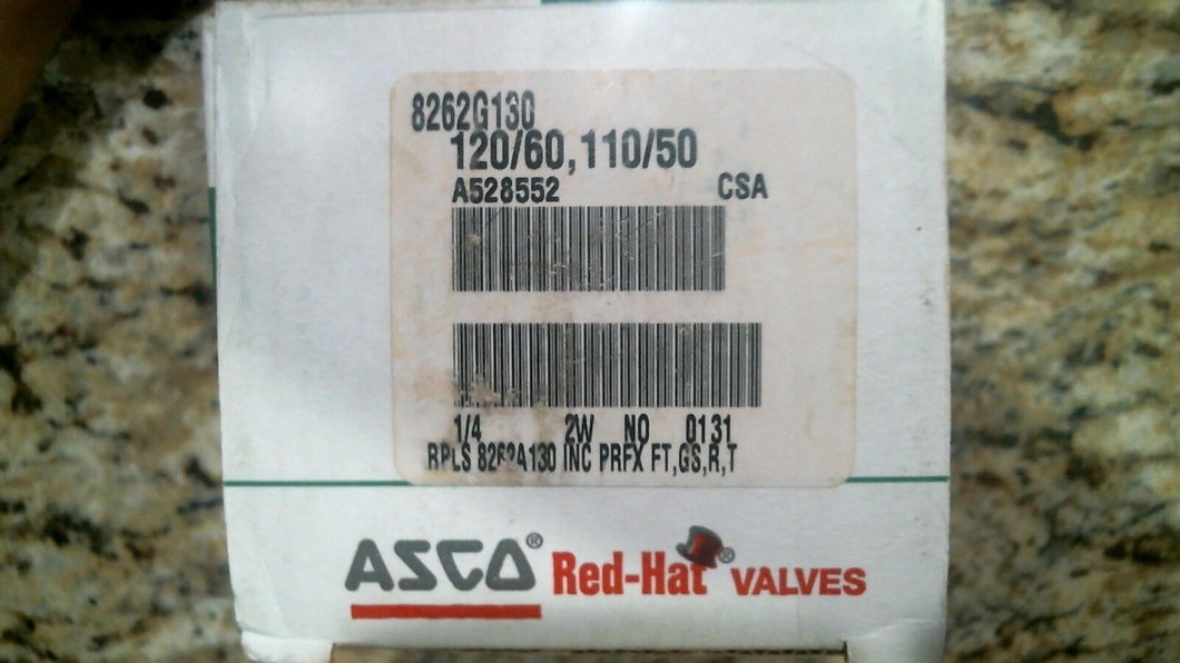 ASCO 8262-G130 RED HAT VALUE 120/60 110/50 -FREE SHIPPING
