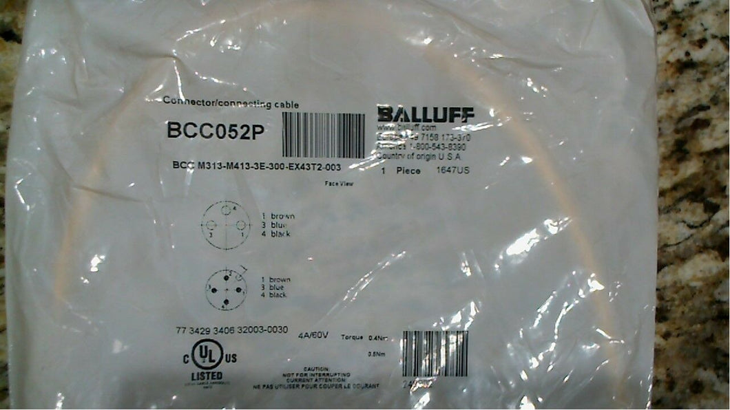 BALLUFF BCC052P CONNECTOR CABLE - FREE SHIPPING