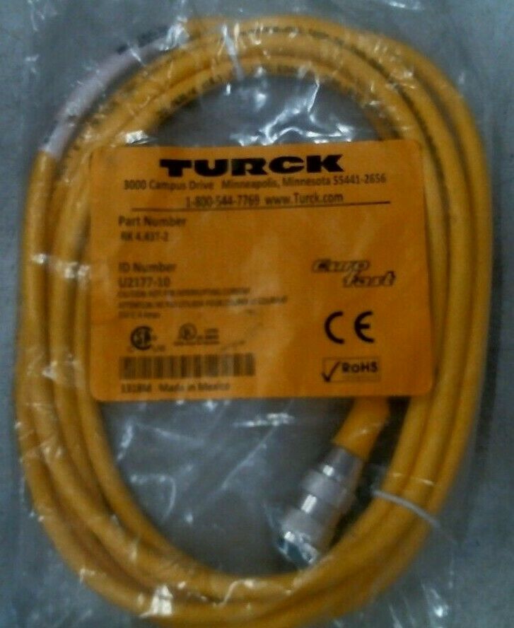 TURCK RK 4.43T-2 EURO FAST CORDSET 5 PIN FEMALE CONNECTOR U2177-10 -FREE SHIP