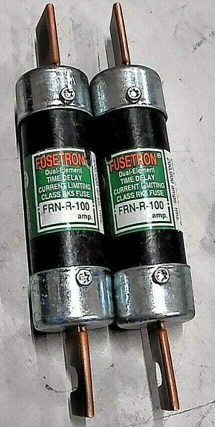 LOT/2 BUSSMANN FUSETRON FRN-R-100 FUSE DUAL ELEMENT TIME DELAY 100A (TESTED) *FS
