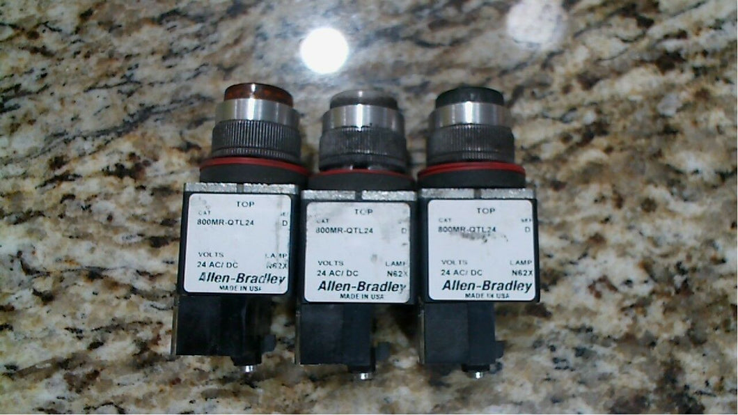 ALLEN BRADLEY 800MR-QTL24 SER. D, RED, GREEN, WHITE PILOT LOT-3 - FREE SHIPPING