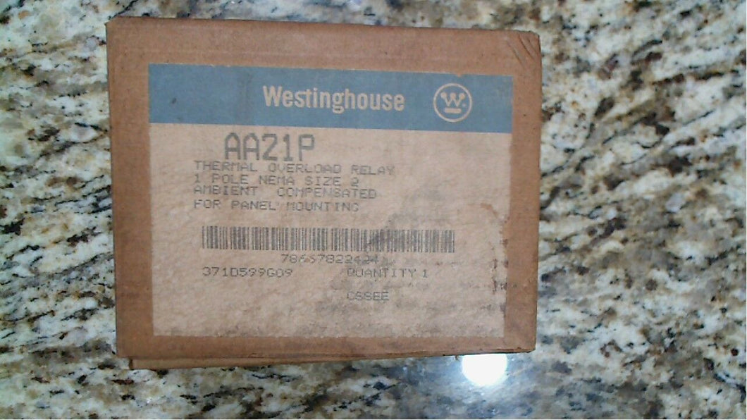 WESTINGHOUSE AA21P THERMAL OVERLOAD RELAY SIZE 2 1P, 371D599G09-FREE SHIPPING