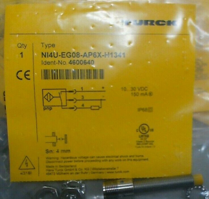 TURCK Ni4U-EG08-AN6X-H1341 PROX SWITCH SENSOR 4MM RANGE UPROX SSTL 10-30VDC *FS*