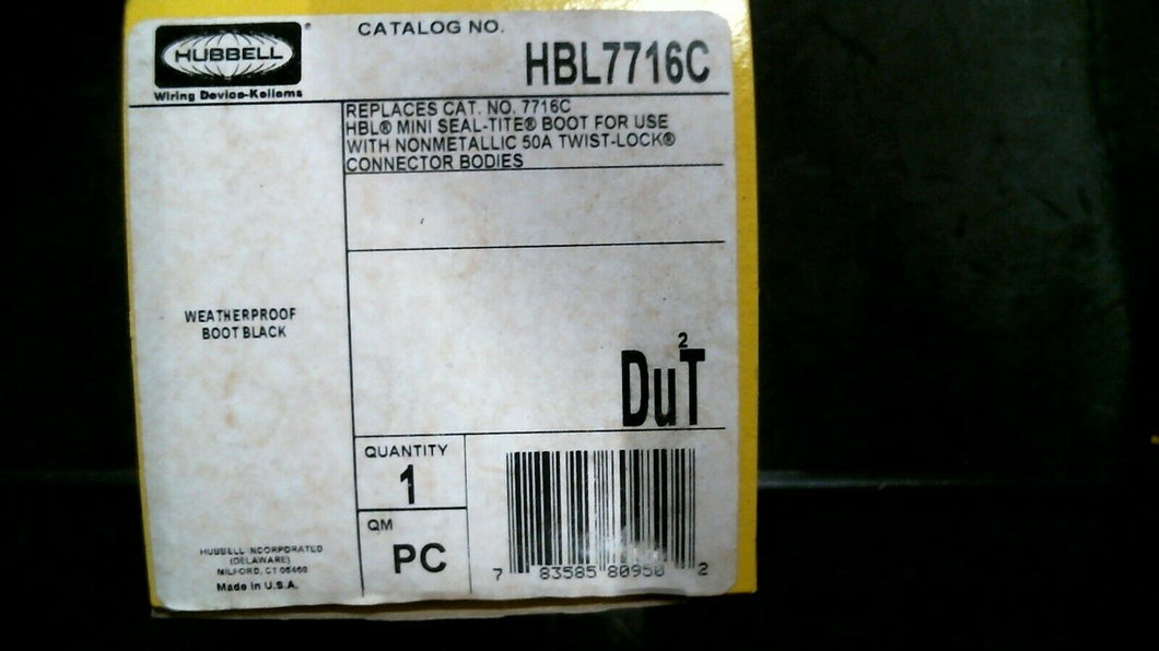 HUBBELL CS8156C & HBL7716C TWIST LOCK CONNECTOR & SEAL TIGHT BOOT 50A -FREE SHIP